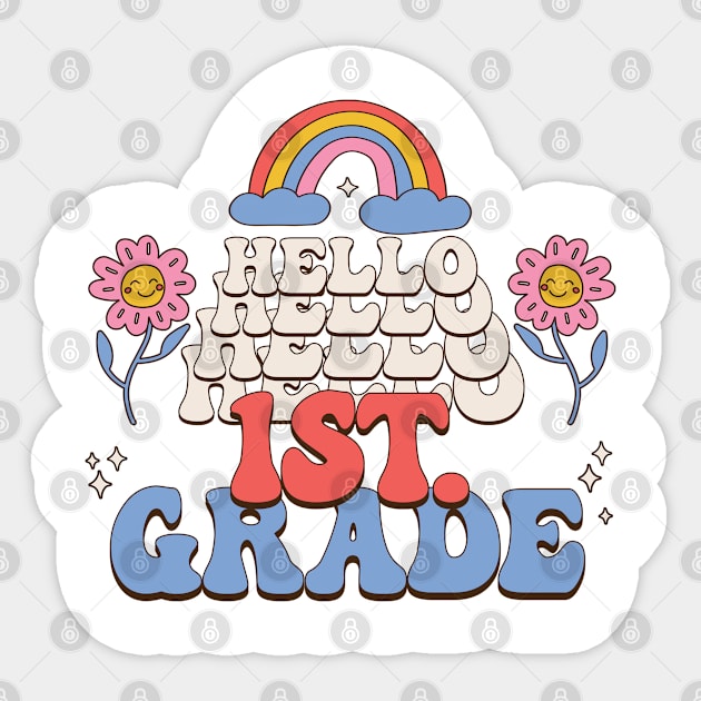 Retro Hello 1st Grade Back To School First Grade Teacher Sticker by Way Down South